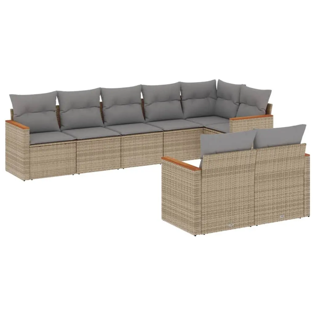 Outdoor Garden Sofa Set Modular 8 Piece Patio Furniture PE Rattan with Cushions Beige