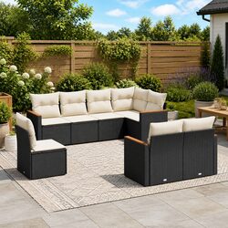Garden Sofa Set 8 Piece Outdoor Patio Furniture Black Poly Rattan Modular