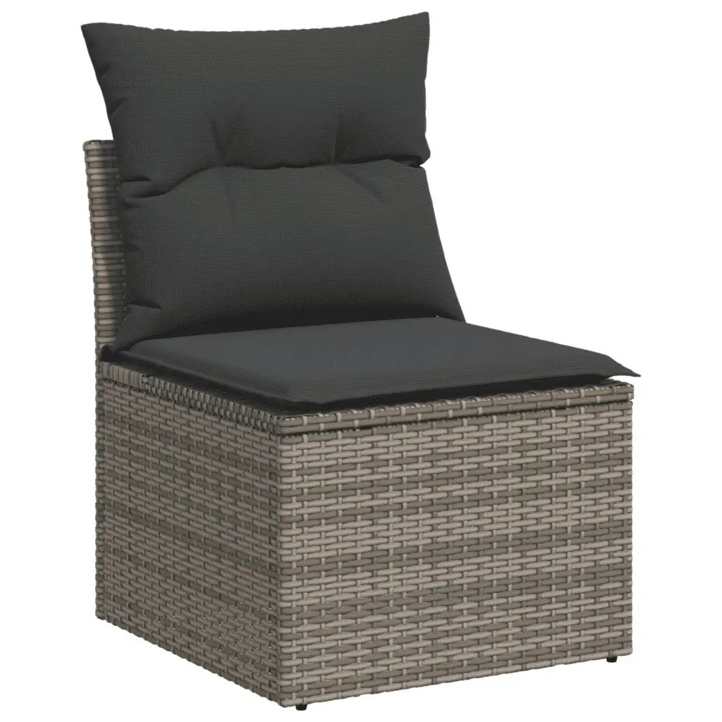 7 Piece Garden Sofa Set Grey Poly Rattan Outdoor Furniture with Storage Cushions