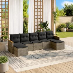Garden Sofa Set 7 Piece Outdoor Furniture Patio Sectional with Cushions Grey