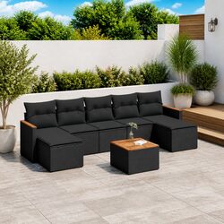 Garden Sofa Set 8 Piece Outdoor Furniture Patio Seating Black Poly Rattan
