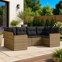Garden Sofa Set 6 Piece Outdoor Furniture Patio Seating Grey Rattan Modular