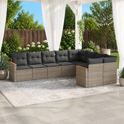 Garden Sofa Set 9 Piece Outdoor Furniture Grey Poly Rattan Patio Lounge Modular