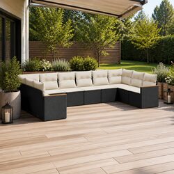 Garden Sofa Set 10 Piece Outdoor Furniture Patio Lounge Black Modular with
