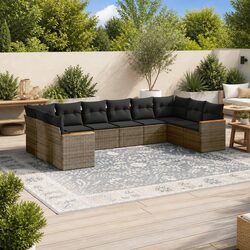 Garden Sofa Set 10 Piece Outdoor Furniture Grey Poly Rattan Patio Lounge with