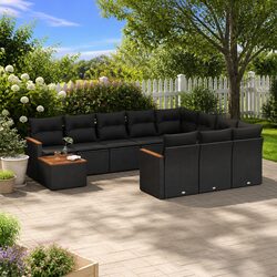 Garden Sofa Set 11 Piece Outdoor Furniture Patio Sectional with Storage Cushions