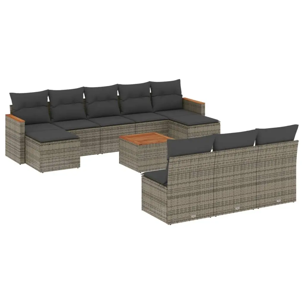 11 Piece Garden Sofa Set with Storage Grey Outdoor Furniture Cushions Patio
