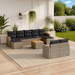 Garden Sofa Set 10 Piece Outdoor Furniture Grey Rattan Patio Seating with