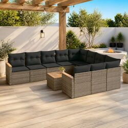 Garden Sofa Set 12 Piece Grey Poly Rattan Outdoor Furniture Modular Patio