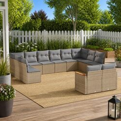 Garden Sofa Set 12 Piece Outdoor Furniture Patio Seating with Cushions Beige