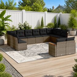 Garden Sofa Set 12 Piece Outdoor Patio Furniture Grey Poly Rattan Modular