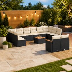 Garden Sofa Set 13 Piece Outdoor Furniture Modular Patio Seating Black Rattan