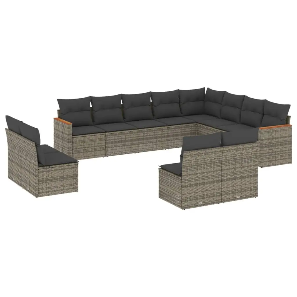 Garden Sofa Set 12 Piece Outdoor Furniture Grey Poly Rattan Modular Lounge Patio