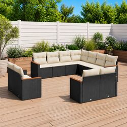 Garden Sofa Set 11 Piece Outdoor Furniture Patio Rattan Black Modular Seating