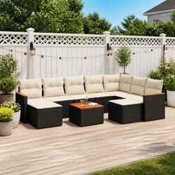 Garden Sofa Set 10 Piece Outdoor Patio Furniture with Cushions Storage Black