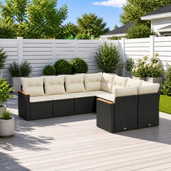 Garden Sofa Set 8 Piece Outdoor Furniture Patio Sectional Black Rattan Modular