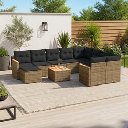 Garden Sofa Set 11 Piece Grey Outdoor Furniture Patio Seating with Cushions