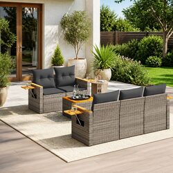 Garden Sofa Set 6 Piece Outdoor Furniture Patio Lounge with Cushions Storage