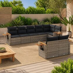 Garden Sofa Set 8 Piece Outdoor Furniture Poly Rattan Grey Patio Lounge with