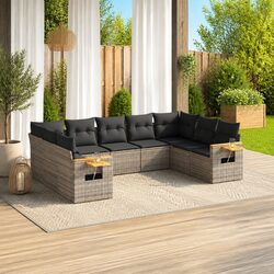 Garden Sofa Set 9 Piece Outdoor Furniture Grey Poly Rattan Modular Patio Lounge