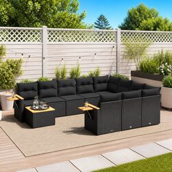 Garden Sofa Set 11 Piece Outdoor Furniture Patio Sectional Modular Black Rattan