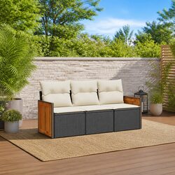 Garden Sofa Set 3 Piece Outdoor Furniture Poly Rattan Modular Patio Lounge with