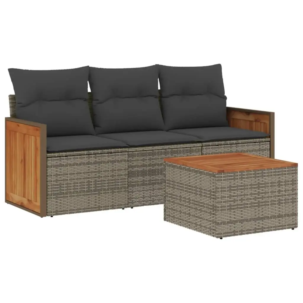 4 Piece Garden Sofa Set with Cushions Grey Outdoor Patio Furniture Modular