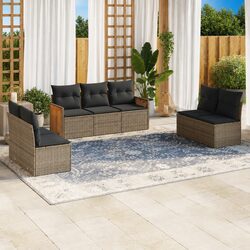 Garden Sofa Set 7 Piece Outdoor Furniture Grey Poly Rattan Modular Patio Lounge