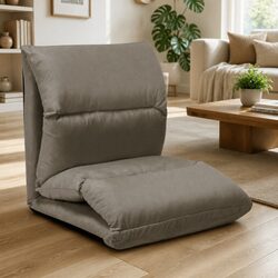 Folding Floor Chair Lounger Microfibre Adjustable Compact Reclining Lounge Seat
