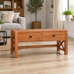 TV Cabinet 100x40x45 cm Teak Wood Storage Unit with Drawers Living Room