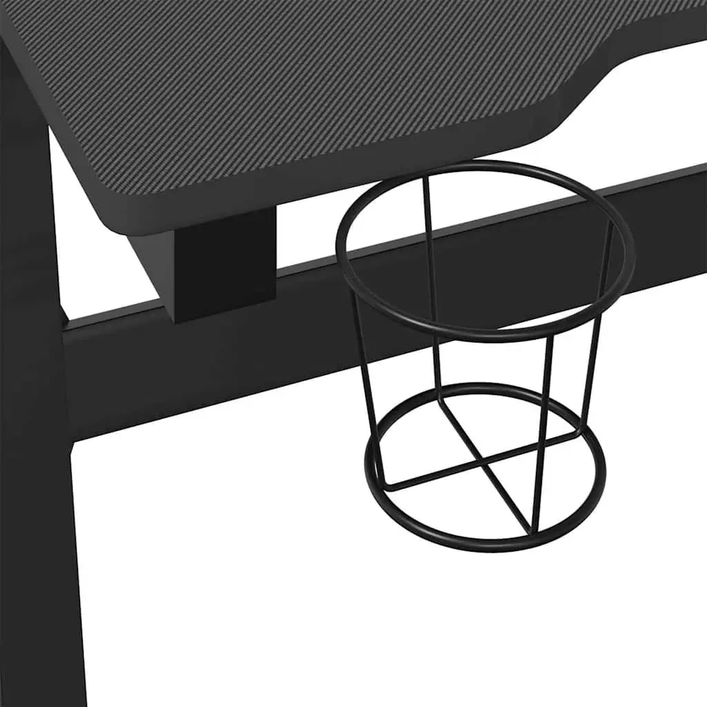 Gaming Desk LED RGB Z Shape Design Computer Workstation 110x60x75cm Black