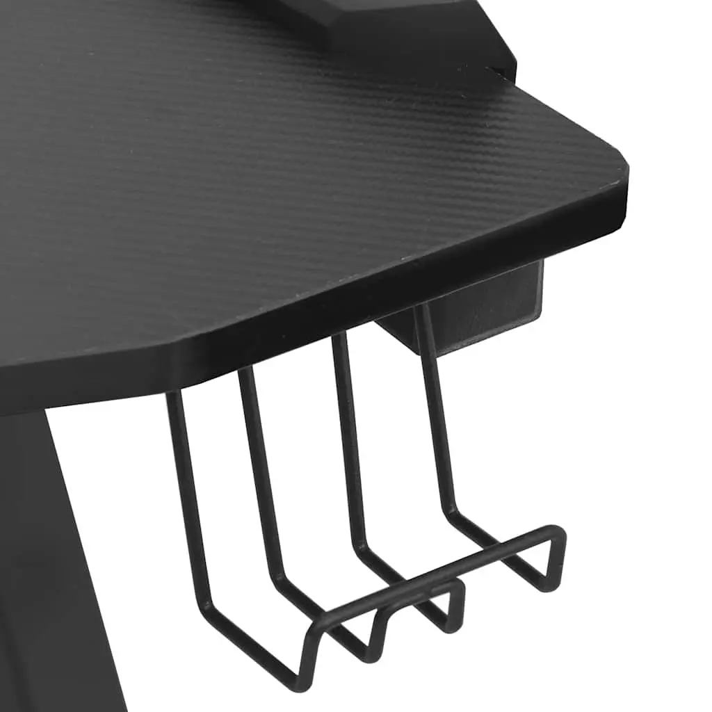 Gaming Desk LED RGB Black Y Shape Computer Workstation Ergonomic Design