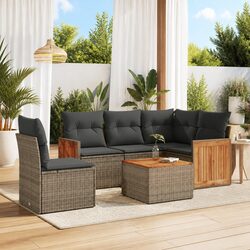 Garden Sofa Set 6 Piece Outdoor Furniture Patio Grey Modular Rattan Sectional