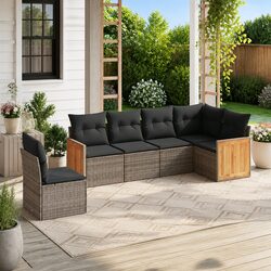 Garden Sofa Set 6 Piece Outdoor Furniture Patio Lounge Grey Poly Rattan Modular