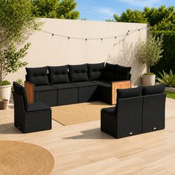 Garden Sofa Set 8 Piece Outdoor Furniture Patio Lounge Black Poly Rattan Modular