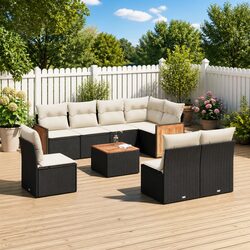 Garden Sofa Set 9 Piece Outdoor Furniture Patio Sectional with Storage Cushions
