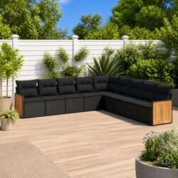 Garden Sofa Set 9 Piece Outdoor Furniture Patio Black Modular Sectional with