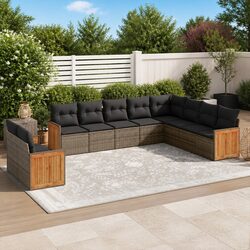 Garden Sofa Set 10 Piece Outdoor Furniture Grey Poly Rattan Modular Patio Lounge