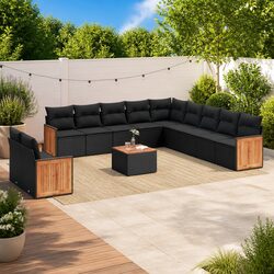 Garden Sofa Set 12 Piece Outdoor Furniture Patio Sectional Modular Black Rattan
