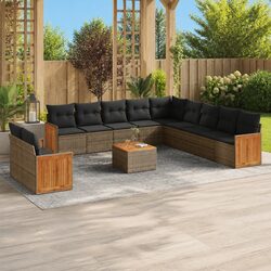 Garden Sofa Set 12 Piece Outdoor Furniture Grey Poly Rattan Patio Modular