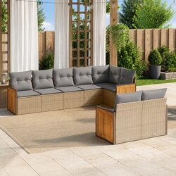 Garden Sofa Set 8 Piece Outdoor Furniture Lounge Beige Poly Rattan Modular