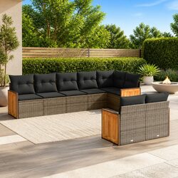 Garden Sofa Set 8 Piece Outdoor Furniture Grey Poly Rattan Modular Patio Seating