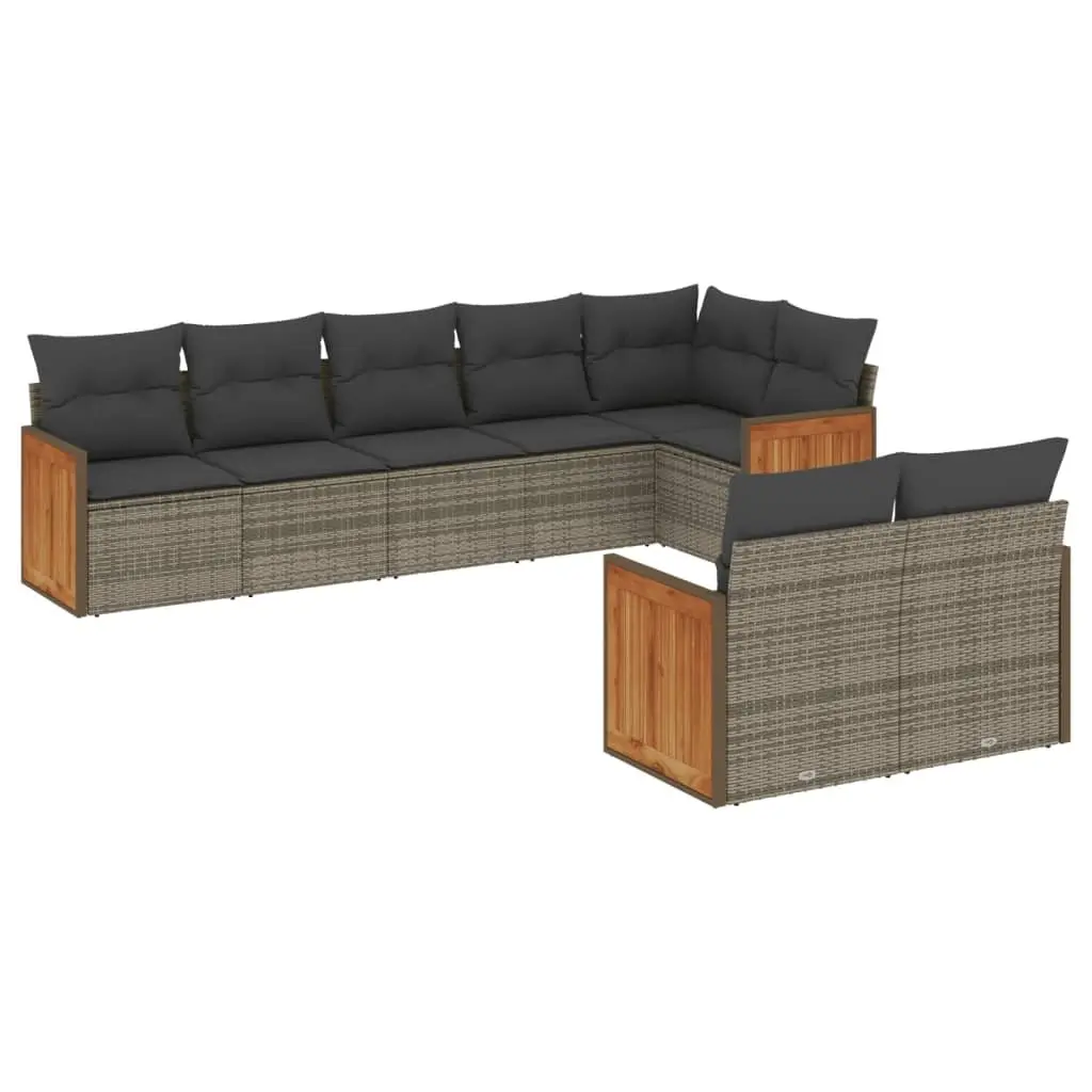 Garden Sofa Set Modular Outdoor Furniture 8 Piece Grey PE Rattan Patio Seating