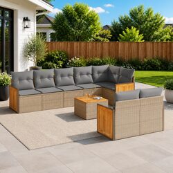 Outdoor Garden Sofa Set 9 Piece Modular Patio Furniture with Storage Cushions