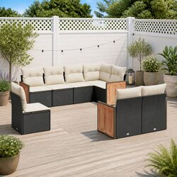 Garden Sofa Set 8 Piece Outdoor Furniture Patio Lounge Black Poly Rattan Modular