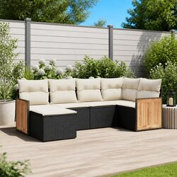 Garden Sofa Set 6 Piece Outdoor Furniture Patio Lounge Modular Black Rattan