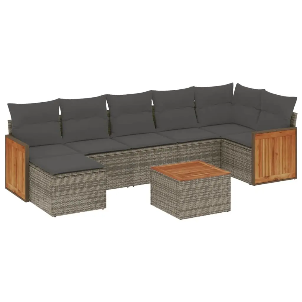 Garden Sofa Set 8 Piece Modular Outdoor Furniture Grey PE Rattan with Storage Cushions