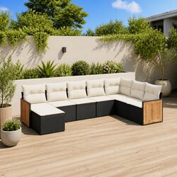 Garden Sofa Set 8 Piece Outdoor Furniture Patio Black Rattan Modular Seating