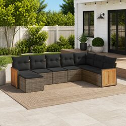 Garden Sofa Set 8 Piece Outdoor Patio Furniture Grey Poly Rattan Modular Seating