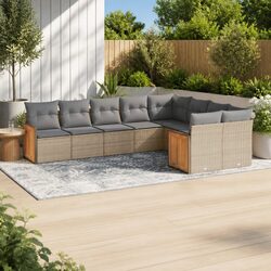Garden Sofa Set 9 Piece Outdoor Furniture Beige Patio Lounge Seating Modular